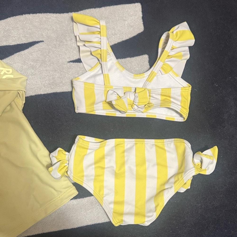 RuggedButts Yellow Rash Guard Set with Jessica Simpson Striped Bikini - Picture 4 of 5